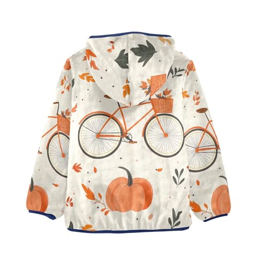 Bicycle and Pumpkins Girls Fleece Jacket Girls Fall Jacket Girls Zip Up Hoodie Girls Sherpa Jacket 2-10T2