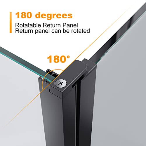 ELEGANT 1200mm Walk in Shower Enclosure Bathroom 8mm Dark Grey Easy Clean Safety Glass Wet Room Shower Screen Shower Cubicles Bath Screen with 300mm Return Panel and 1700 x 700 mm Shower Tray