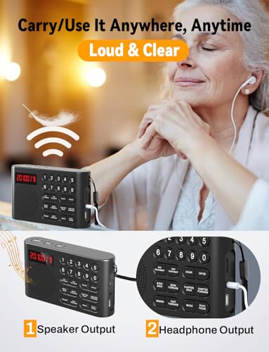 KJV Audio Bible Player - King James Version Electronic Audio Bible for Seniors, Visually Impaired, Dyslexics & Non-Readers | Portable, Religious Gift with Headphone Jack & Long Battery Life (black) - Image 5