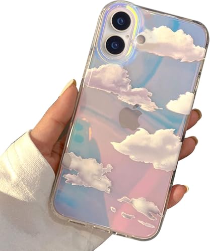 I-MGAE-IN-AR Compact Case for iPhone 17 Holographic Cloud Design Cute Trendy Soft Slim TPU Shockproof Protective Phone Cases Cover for Women Girls Aesthetic Glitter