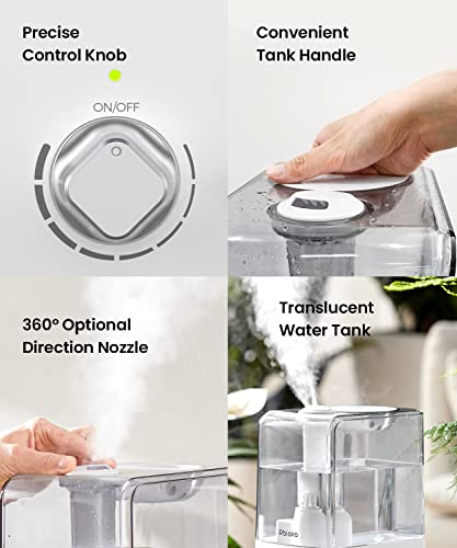 Rbioko Humidifiers For Large Room Bedroom (6.5L), Cool Mist Ultrasonic Air Vaporizer For Home Whole House Babies, Customized Humidity, Night Light, Whisper-Quiet (White) #TOP6
