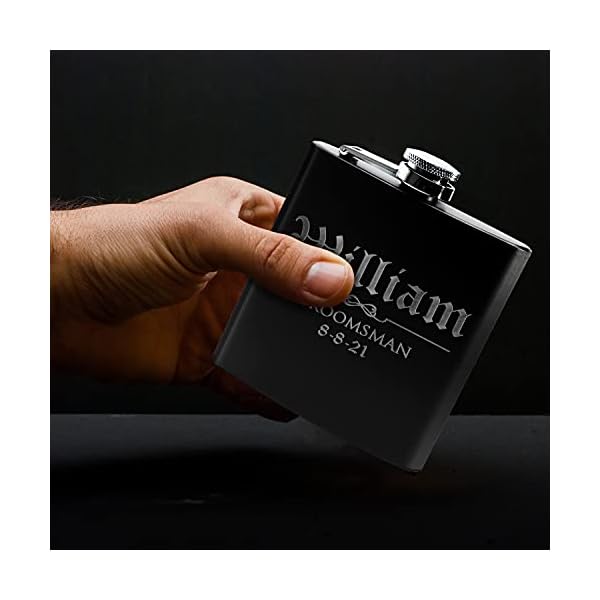 Juego de 6, Set de 3, único personalizado – Termo, Groomsmen regalo, personalizado Groomsman frascos, boda, regalos, Mate Negro, diseño 3 - Imagen 3