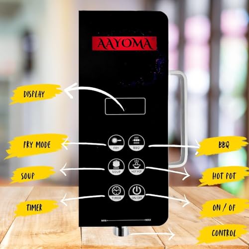 Image of 2000W Infrared Cooktop Stove with Overheat Protection, Crystal Glass Plate with Steel Handle Bars, Digital Display, Touch Control & Knob Control, Infrared Hot Plate | Classic Silver
