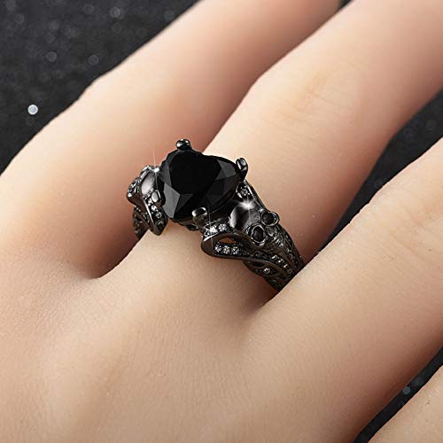 Gothic Jewelry Purple Red Black Crystal Unique Black Skull Rings For Women (Black, 6) #TOP5