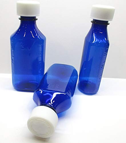 Graduated Oval 8 Ounce Cobalt Blue RX Bottles w/Caps-6 Pack-Pharmaceutical Grade-The Ones We Sell to Pharmacies, Hospitals, Physicians, and Labs