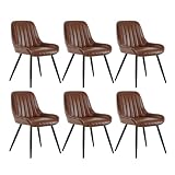 Lestarain 6X Sillas de Comedor Tapizadas de Nórdicas Cuero Sintético Metal Marrón