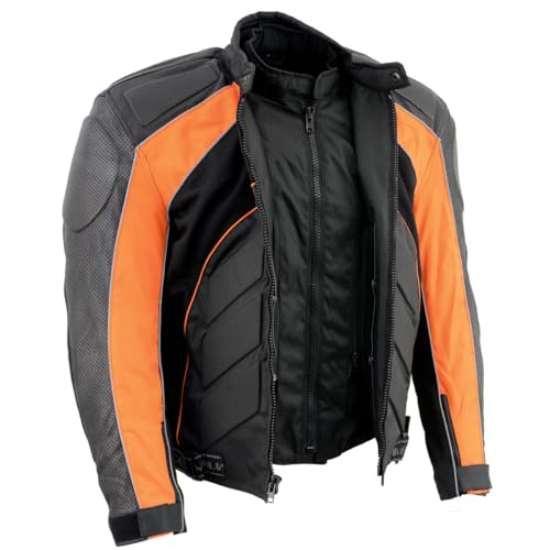 Image of NexGen SH2153 Men's Black CE Armored Motorcycle Textile and Leather Combo Jacket