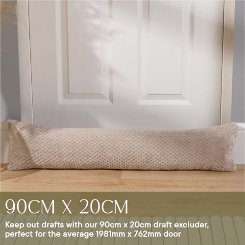 OHS Waffle Fleece Draught Excluder for Doors, Decorative Home Accessories Under Door Draft Stopper Energy Saving Stopper for Living Room Bedroom Kitchen, Mink 90 x 20cm - Cosy Home Interiors OHS Waffle Fleece Draught Excluder for Doors, Decorative Home Accessories Under Door Draft Stopper Energy Saving Stopper for Living Room Bedroom Kitchen, Mink 90 x 20cm - Image 6