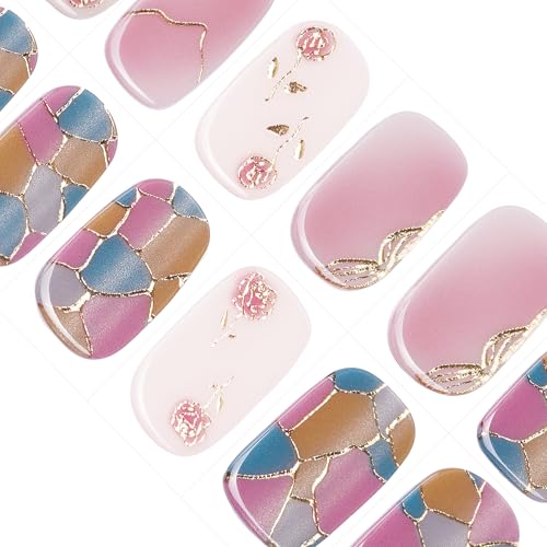 DANNI&TONI ジェルネイルシール マグネット ネイルシール 硬化タイプ ネイルシール 手用 ジェルネイル ジェルネイルキット カラージェル 長持ち 貼るだけ 貼るネイル マニキュアシール 工具付き (迷花)（Amazon）