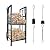 VODA Firewood Tools Rack Fireplace Rack Outdoor Indoor 2-Tier Firewood Holder with 4 Fireplace Tools Set, Brush, Shovel, Poker, Tongs, Log Holder Rack Lumber Storage Stacking Black