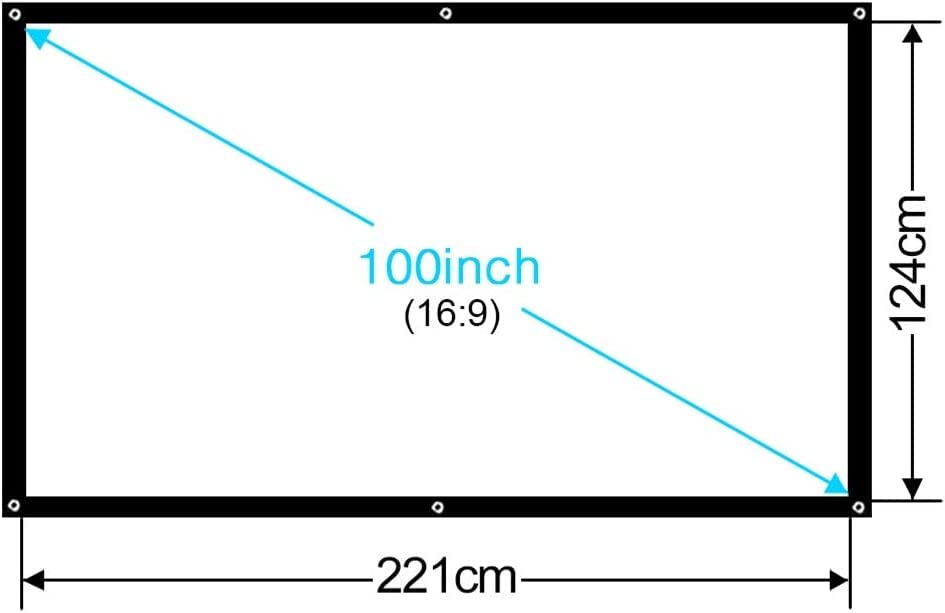 Pantalla de proyector, 100 pulgadas, 16:9, portátil, material de tela blanca miniatura 3