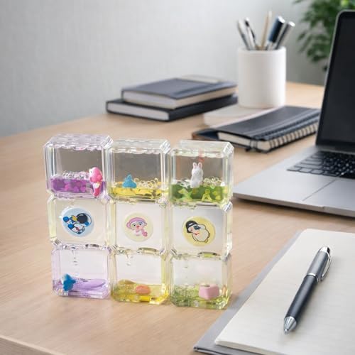 Image of Acrylic Liquid Motion Desk Decor | Stress Relief Sensory Toy | Clear Floating Space Blocks | Tabletop Decorative Showpiece for Office, Home & Gifting