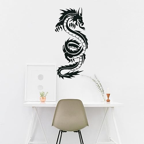 Vinilo Decorativo Dragón Asiático 22x10 pulgadas Negro miniatura 6