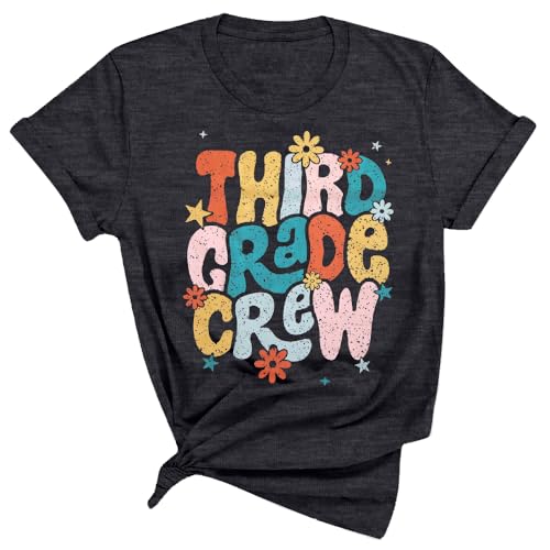 Teacher Shirt Women First Day of School T-Shirt Back to School Tshirt Third Grade Crew Shirt Teacher Gift Tops