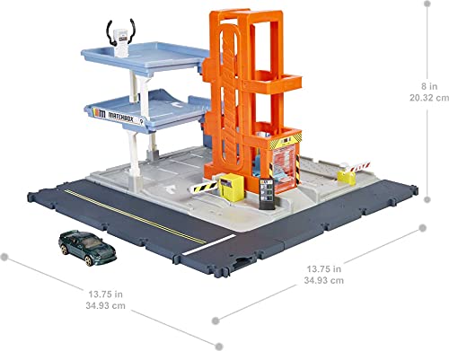 Matchbox Action Drivers Park & Play Garage Playset with Lights & Sounds, Plus 1 Car, Push-Around Pla