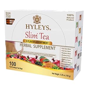 Hyleys Slim Tea 9 Flavor Assortment 100 Ct – Weight Loss Herbal Supplement Cleanse and Detox – 100 Tea Bags (1 Pack)
