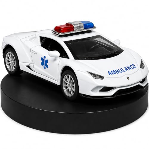 Image of Amisha Gift Gallery Diecast Ambulance Lamborghini Toy Car for Kids | 1:36 Scale Model, Metal, Pull Back, Sports Car, Boys