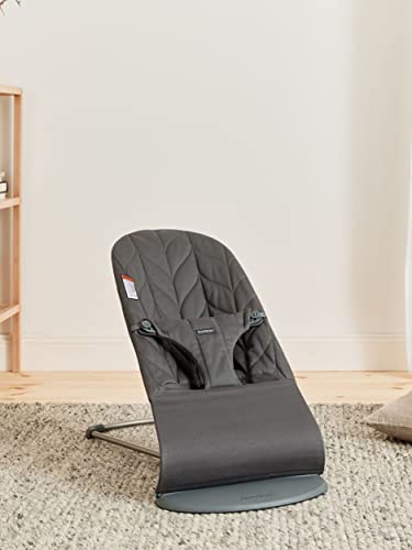 BabyBjörn Bouncer Bliss, Cotton, Petal Quilt, Anthracite 2-in-1 Adjustable Baby Bouncer Seat and Toddler Chair, Newborn to Toddler (8-29 lbs), 4 positions, Lightweight & Portable