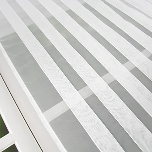 Transparente Küchenvorhänge, 2-teilig, Gestreift, 45x120 Cm – Beige, Leicht & Luftig Für Fenster