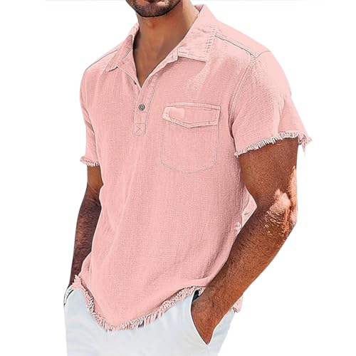 Polo en coton et lin homme anti transpiration d'été avec poche pratique