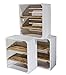3X Vintage-Möbel 24 Weiße hochkant Obstkiste mit 2 geflammten Mittelbrettern 61cm x 50cm x 31cm Holzregal groß Kisten Weinkiste Zwischenbretter flambiert Bücherregal Einlegeböden Regalkiste