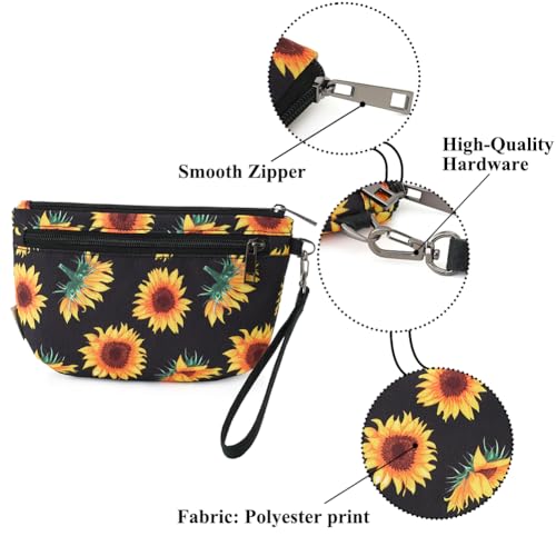 Image of Small Wristlet Wallets for Women, Zip Clutch Bag with Wristlet Pouch, 3-Zipper Original Design