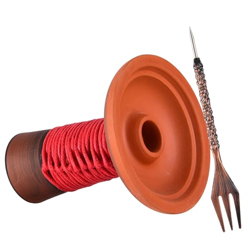 Hookah Bowl Red Clay Shisha Perfect Work with Heat Management System and Foils Attach Poker Mace Twist Shape Shisha Fork Practical Hookah Accessories (RED)