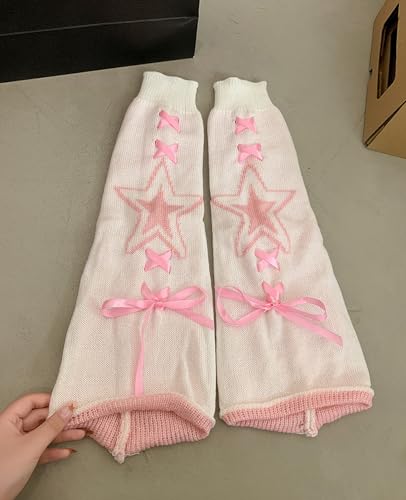 Image of WODECASA Girls Kawaii Leg Warmers Knitted Flared Leg Sleeves Goth Crochet Baggy Cuff Ankle Heap Socks