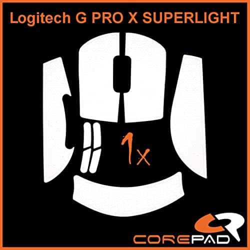 Corepad Soft Grips - Samoprzylepna, wstępnie wycięta naklejka antypoślizgowa do myszy PC (biała, Logitech G PRO X Superlight)