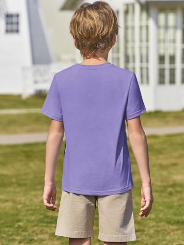 Haloumoning Boys Short Sleeve Shirts Kids Summer Crewneck T-Shirts Casual Tops Tees 5-14 Years