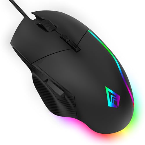 Image of Archer Tech Lab Recurve 300 Wired Gaming Mouse,12000 Dpi with 1000Hz Polling Rate 8 Buttons, Support, 6 Mode RGB, Sunplus Sensor, 10 Mn+ Clicks Huyu Switches, Compatible with Pc /Mac - Black