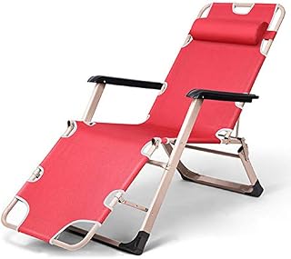 Genérico Tumbona con Respaldo Ajustable y silencioso, reclinable, para jardín, Plegable, Ajustable, para Playa, Exterior, Sencilla, para Adultos, Color Rojo