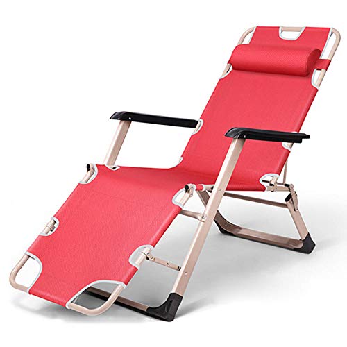 Chaise longue de jardin pliante rouge avec dossier réglable pour adulte