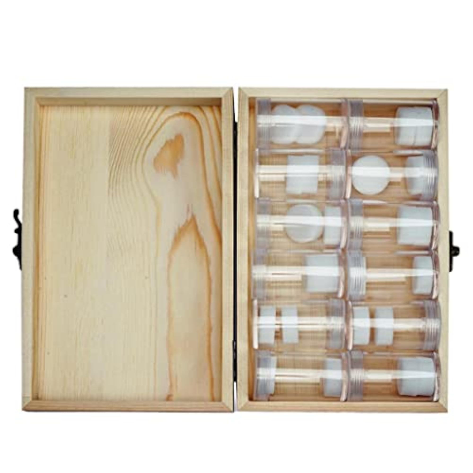 12x Round Coin Bottle Wooden Storage Box Container Display Case