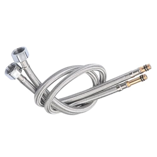 JZK 2X Stainless Steel Braided Flexible Hose Pipe for hot and Cold Water tap, monobloc Mixer tap Tails 60cm Push fit, M10 (10mm) x 1/2, tap Fittings for Kitchen Sink, Bathroom Basin