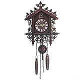 Qualoramall Handcrafted Cuckoo Clocks Vintage Farmhouse Wooden Wall Clock Tree House Swing Wall Clocks with Large Roman Numeral for Living Room Home Bedroom Office Hotel Decoration(CML-001)