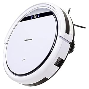 MEDION MD 18500 Saugroboter mit Ladestation (90 Min Laufzeit, Roboterstaubsauger für Hartböden, Fliesen, Laminat…