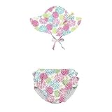 i play. by green sprouts Snap Reusable Swimsuit Diaper and Brim Sun Protection Hat - White Zinnia