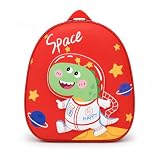 Mochila Infantil 3D Unicórnio e Dinossauro Escolar com Zíper para Escola e Passeio Vermelho Dinossauro