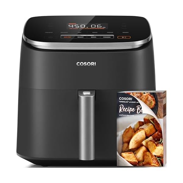 COSORI Air Fryer 9-in-1, Compact & Large 6-Qt, Fast Turbo Modes, 90-450°F Evenly Results with Precise Temperature Control, 95% Less Oil, Roast, Bake, Dry, Reheat, Frozen, Broil, Proof, Grey