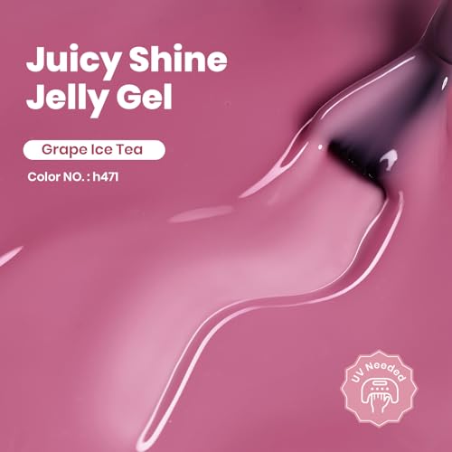 Image of Beetles Purple Gel Nail Polish - Grape Ice Tea 15ML Summer Jelly Gel Nail Polish Sheer Translucent Effect Soak Off UV Nail Art Salon Home DIY Manicure Gift for Women