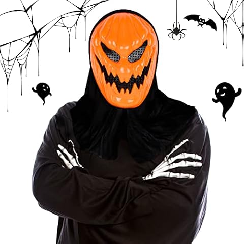 Ulikey Halloween Pumpkin Masks, Halloween Mask Scary, Halloween Cosplay Mask Decoration, Scary Halloween Mask Purge Mask, Halloween Mask for Festival Cosplay Party Masquerade Carnival for Kids Adults Cover