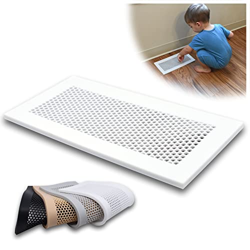 Image of Famba Baby Proofing Vent Cover for Home Floor - Soft Silicone Child Proof Floor Air Vent Cover, Catches Small Items & Prevents Creepy Crawlies, Fits Floor Registers, 11.5" x 5.5" (White)