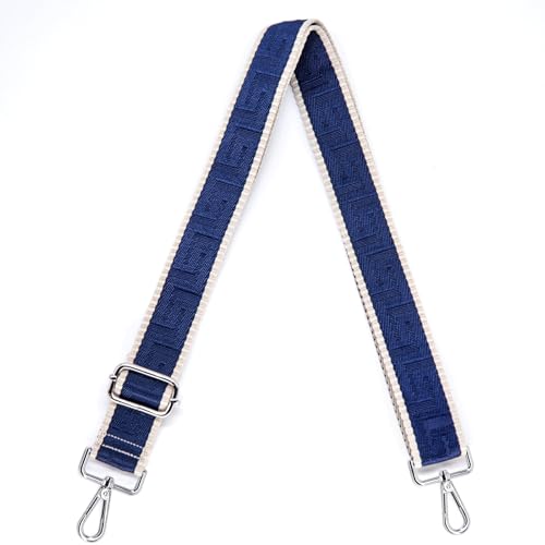 Image of S&loyoe Silver bucklePurse Straps Replacement Crossbody Bag Strap Adjustable Wide Guitar Straps for Handbags 1.5inch (abyrinth Stripes Dark Blue Silver)
