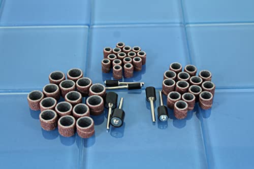 Tmax 51 Pc Mixed Size 1/4 Inch 3/8 Inch 1/2 Inch Sand Drum 60 Grit Coarse With 1/8 Inch Mandrels For Dremel Rotary Tools #TOP1
