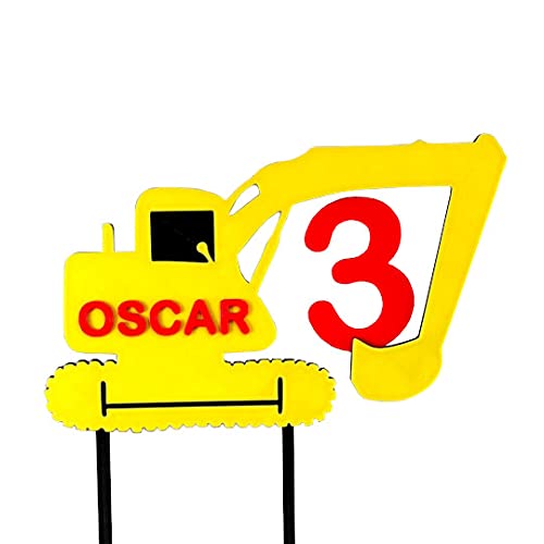 Digger Cake Topper - Construction - Personalised