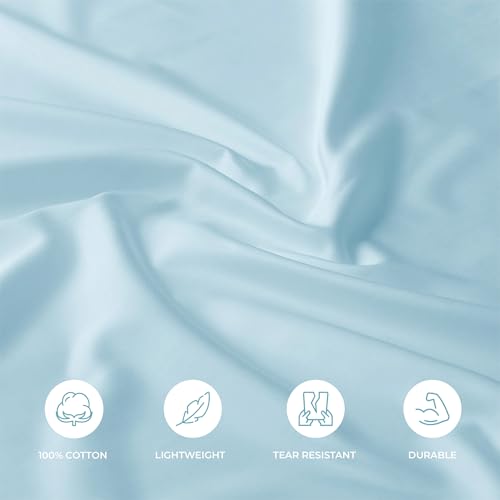 Image of Blue Dahlia 100% Cotton, Standard Size Pillow Covers (18 inch x 28 inch), Set of 2 Pillow Covers, Silky Smooth Feel, 1000TC Solid Pillow Covers, Colour: Blue