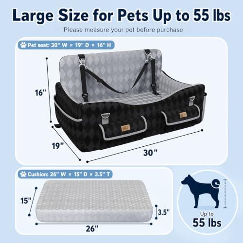 Dog Car Seat with 4 Storage Pockets