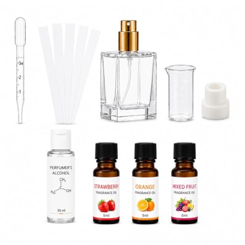 Image of Brindya DIY Perfume Making Kit - Create Your Own Signature Fragrance | 30ml Perfume Spray Bottle | Premium Fragrance Oil Set | Complete Perfume Crafting (strawberry+Orange+Mixed Fruit)