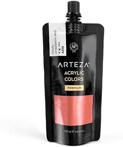 ARTEZA Metallic Acrylic Paint, Pearl Golden Hour A213, 120 ml Pouch, Highly Pigmented & Fade-Resistant, Non-Toxic, Art Supplies for Artists & Hobby Painters